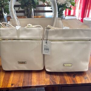 Cream Minimalist Shoulder Bag with Double Handles